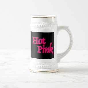 Hot Pink Schwarz verlassen handweißer Stein Goldsc Bierglas