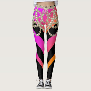 HOT PINK SCHWARZ ZICKZACK GLITZER MIRLY PEARLS LEGGINGS