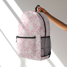 Hot Pink Scribble Cats – modern cute Pattern Bedruckter Rucksack