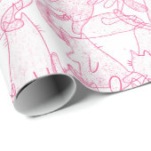 Hot Pink Scribble Cats – modern cute Pattern Geschenkpapier (Rolleneckpunkt)