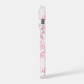 Hot Pink Scribble Cats – modern cute Pattern iPhone Hülle (Linke Seite)