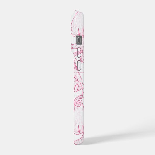 Hot Pink Scribble Cats – modern cute Pattern iPhone Hülle (Linke Seite)