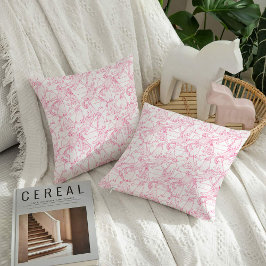 Hot Pink Scribble Cats – modern cute Pattern Kissen