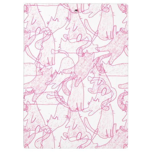 Hot Pink Scribble Cats – modern cute Pattern Klemmbrett (Rückseite)