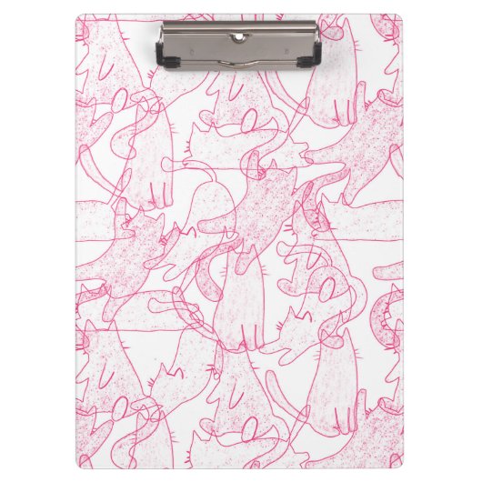Hot Pink Scribble Cats – modern cute Pattern Klemmbrett (Vorderseite)