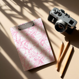 Hot Pink Scribble Cats – modern cute Pattern Klemmbrett