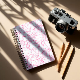 Hot Pink Scribble Cats – modern cute Pattern Notizblock