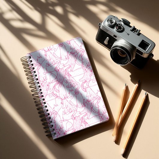 Hot Pink Scribble Cats – modern cute Pattern Notizblock