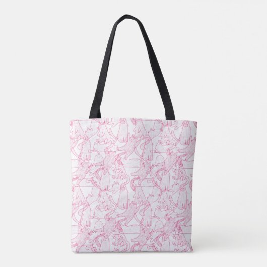 Hot Pink Scribble Cats – modern cute Pattern Tasche (Rückseite)