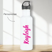 Hot Pink Script-Individuelle Name Edelstahlflasche