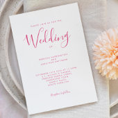Hot Pink Script Schriftart Hochzeit Einladung