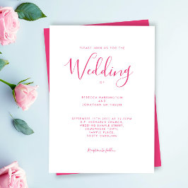 Hot Pink Script Schriftart Hochzeit Einladung