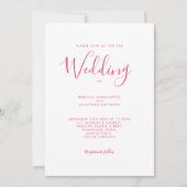 Hot Pink Script Schriftart Hochzeit Einladung (Vorderseite)