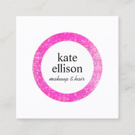 Hot Pink Sequin Kosmetologe Beauty Salon White Quadratische Visitenkarte