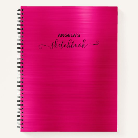 Hot Pink Shimmer Ombre Foil Sketch Notizblock (Vorderseite)
