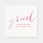 Hot Pink Shimmer Script White Abschluss Serviette (Vorderseite)