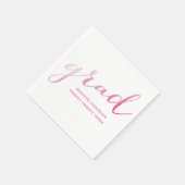 Hot Pink Shimmer Script White Abschluss Serviette (Ecke)