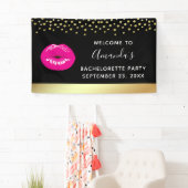 Hot Pink Shiny Lipno on Black Bacheloretto Banner (Insitu)
