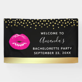 Hot Pink Shiny Lipno on Black Bacheloretto Banner
