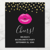 Hot Pink Shiny Lipno on Black Bacheloretto Weinetikett (Einzelnes Label)