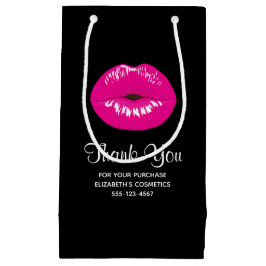 Hot Pink Shiny Lippen auf Schwarz Danke Business Kleine Geschenktüte