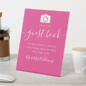 Hot Pink Signature Script Foto Gästebuch Sockelschild (In SItu)