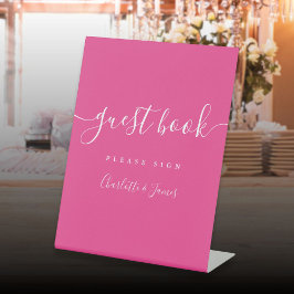 Hot Pink Signature Script Gästebuch Sockelschild