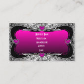 Hot Pink Silver Diamond Image Hearts Elegant Visitenkarte (Rückseite)