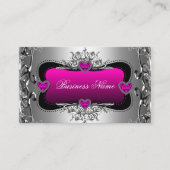 Hot Pink Silver Diamond Image Hearts Elegant Visitenkarte (Vorderseite)