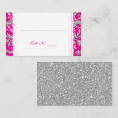 Hot Pink Silver Glitzer Platzkarte wirbeln Damask (Vorne/Hinten)