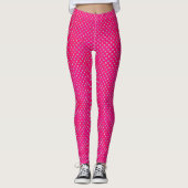 Hot Pink & Silver Glitzer Polka Dots Leggings (Vorderseite)