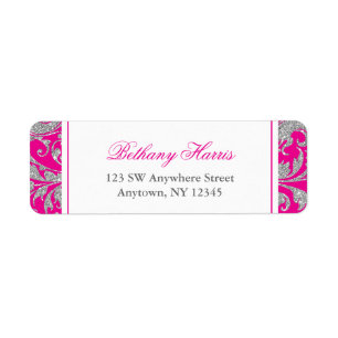 Hot Pink Silver Glitzer SwirbelDamask