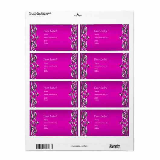 Hot Pink Silver Label-Adresse (Vorne)