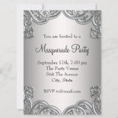 Hot Pink Silver Mask Maskenball Party Einladung (Rückseite)