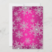 Hot Pink Silver Snowflake Sweet 16 Einladung (Rückseite)