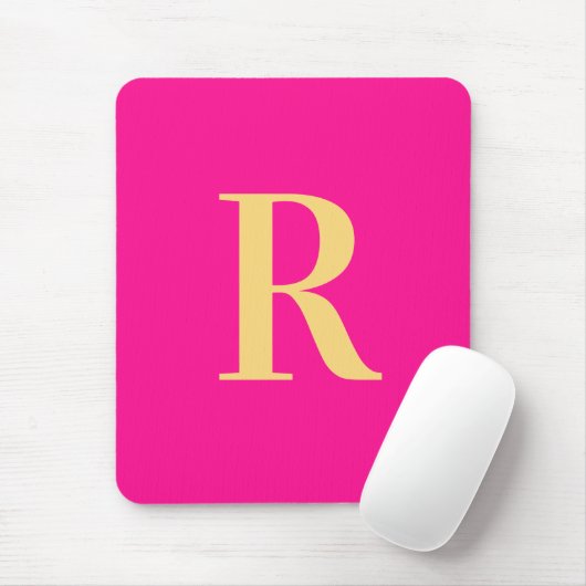 Hot Pink Simple Modern Monogram Mousepad (Mit Mouse)