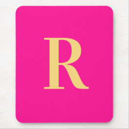 Hot Pink Simple Modern Monogram Mousepad