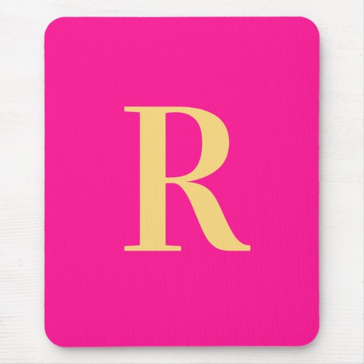 Hot Pink Simple Modern Monogram Mousepad (Vorne)