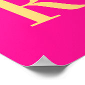 Hot Pink Simple Monogram Poster (Ecke)