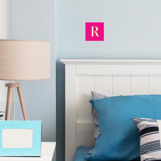 Hot Pink Simple Monogram Real Gold Foliendrucke (In Situ (Schlafzimmer))