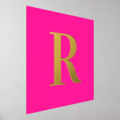 Hot Pink Simple Monogram Real Gold Foliendrucke (Ablage )