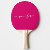 Hot Pink Simple Template Typografy Script Name Tischtennis Schläger (Vorderseite)