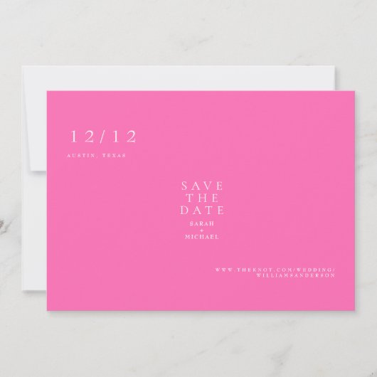 Hot Pink Simple Text Nur Hochzeitsdatum speichern Save The Date (Vorderseite)