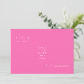 Hot Pink Simple Text Nur Hochzeitsdatum speichern Save The Date (Stehend Vorderseite)