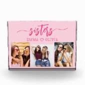 Hot Pink Sisters 3 Foto Collage Keepake Geschenk (Vorderseite)