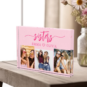 Hot Pink Sisters 3 Foto Collage Keepake Geschenk