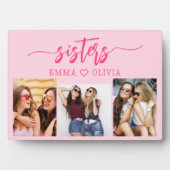 Hot Pink Sisters 3 Foto Collage Keepake Geschenk Fotoplatte (Vorderseite)