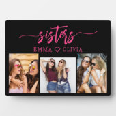 Hot Pink Sisters 3 Foto Collage Keepake Geschenk Fotoplatte (Vorderseite)