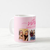 Hot Pink Sisters 3 Foto Collage Keepake Geschenk Kaffeetasse (Vorderseite Links)