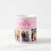 Hot Pink Sisters 3 Foto Collage Keepake Geschenk Kaffeetasse (Mittel)